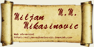 Miljan Mikašinović vizit kartica